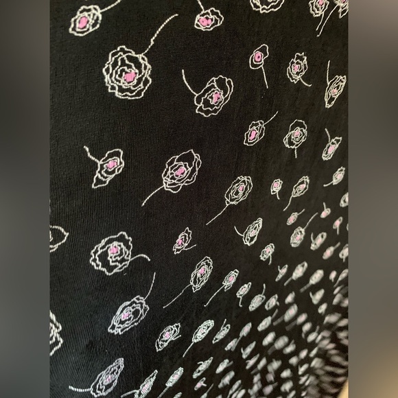 Vintage 90s Black w/ pink flowers Sequined Maxi Dress liquid knit pheobe - Picture 5 of 7